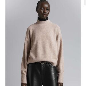 & Other Stories Mock neck Beige Oatmeal Wool Sweater